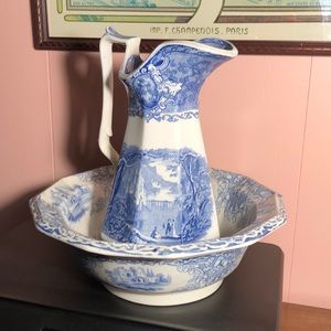 Antique Stafforshire Pitcher/Bowl ca1840 mint cond